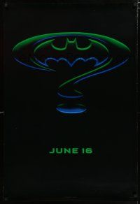 5c095 BATMAN FOREVER teaser DS 1sh '95 Kilmer, Kidman, cool question mark & bat symbol design!