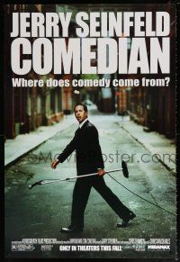 5c161 COMEDIAN advance 1sh '02 great image of Jerry Seinfeld walking across street with microphone!