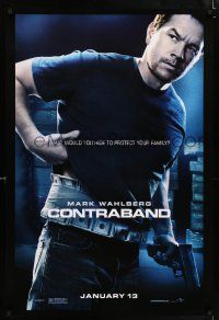 5c164 CONTRABAND teaser DS 1sh '12 Mark Wahlberg w/money belt & gun!