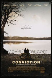 5c165 CONVICTION advance DS 1sh '10 Hilary Swank, Sam Rockwell, cool image sitting by lake!
