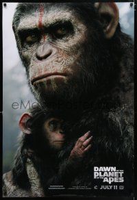 5c189 DAWN OF THE PLANET OF THE APES style B teaser DS 1sh '14 close-up of Caesar w/ his son!