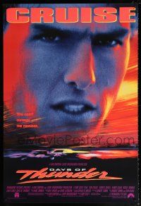 5c194 DAYS OF THUNDER 1sh '90 close image of angry NASCAR race car driver Tom Cruise!