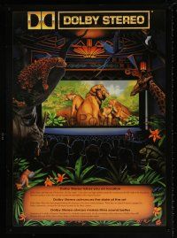 5c213 DOLBY DIGITAL 1sh '90 artwork of jungle animals in theater by Erickson