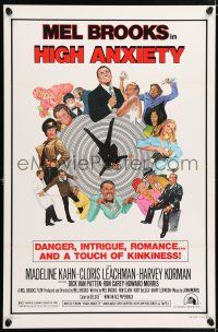 5c334 HIGH ANXIETY style B 1sh '77 Mel Brooks, great Vertigo spoof design, a Psycho-Comedy!