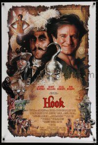5c342 HOOK DS 1sh '91 art of pirate Dustin Hoffman & Robin Williams by Drew Struzan!