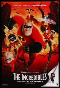 5c382 INCREDIBLES teaser DS 1sh '04 Disney/Pixar animated sci-fi superhero family!