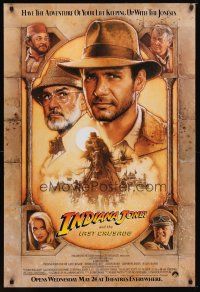 5c387 INDIANA JONES & THE LAST CRUSADE brown style advance 1sh '89 art of Ford & Connery by Drew!