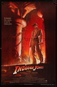5c390 INDIANA JONES & THE TEMPLE OF DOOM 1sh '84 adventure is Ford's name, Bruce Wolfe art!