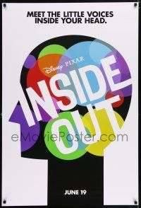5c396 INSIDE OUT advance DS 1sh '15 Walt Disney, Pixar, meet the little voices inside your head!