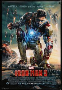 5c411 IRON MAN 3 advance DS 1sh '13 cool image of Robert Downey Jr in title role by ocean!