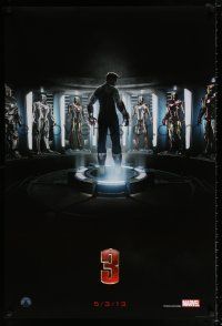 5c412 IRON MAN 3 teaser DS 1sh '13 cool image of Robert Downey Jr & many suits!