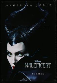 5c449 MALEFICENT teaser DS 1sh '14 cool close-up image of sexy Angelina Jolie in title role!