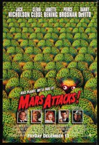 5c455 MARS ATTACKS! int'l advance DS 1sh '96 directed Tim Burton, great image of alien brains!