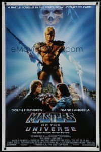 5c458 MASTERS OF THE UNIVERSE 1sh '87 great image of Dolph Lundgren as He-Man!