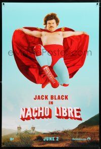 5c511 NACHO LIBRE front style teaser DS 1sh '06 wacky image of Mexican luchador wrestler Jack Black