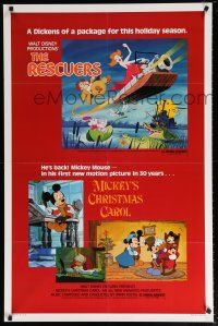 5c602 RESCUERS/MICKEY'S CHRISTMAS CAROL 1sh '83 Disney double-feature for the holiday season!