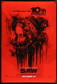 5c631 SAW teaser DS 1sh R14 cool art of terrified Shawnee Smith trapped in brutal torture helmet!