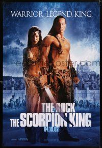 5c634 SCORPION KING blue style teaser 1sh '02 The Rock is a warrior, legend, king, Kelly Hu!