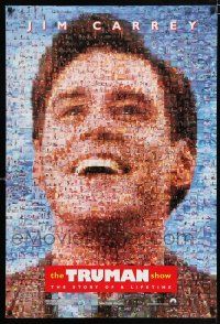 5c776 TRUMAN SHOW teaser DS 1sh '98 really cool mosaic art of Jim Carrey, Peter Weir