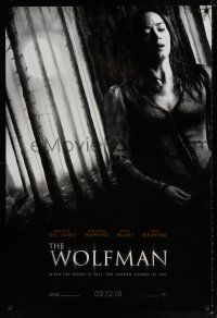 5c826 WOLFMAN teaser DS 1sh '10 werewolf horror, pretty Emily Blunt on the run!