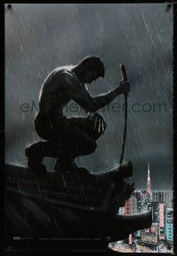 5c828 WOLVERINE style B int'l teaser DS 1sh '13 barechested Hugh Jackman kneeling on rooftop!