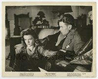 5d204 CAT PEOPLE 8.25x10 still '42 Kent Smith on couch looks at worried Simone Simon!