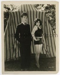 5d215 CHASER 8x10.25 still '28 great image of Harry Langdon standing by sexy girl in bathing suit!