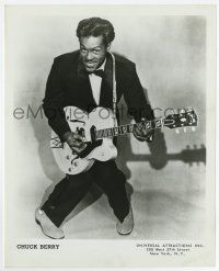 5d217 CHUCK BERRY 8x10 music publicity still '50s great portrait performing with guitar!