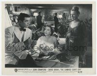5d254 DAMNED DON'T CRY 8x10.25 still '50 Joan Crawford looks surprised at Steve Cochran in tuxedo!