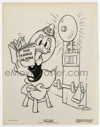 5d339 FIRE CHIEF 8x10.25 still '40 great Disney cartoonimage of Donald Duck reading Third Alarm!