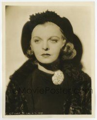 5d345 FLORENCE RICE 8x10 still '34 close portrait in great fur outfit & hat making Fugitive Lady!