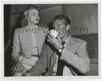 5d353 FOUNTAINHEAD candid 8x10.25 still '49 Patricia Neal & Gary Cooper on set by Jack Woods!