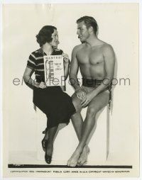 5d521 KING OF THE JUNGLE candid 8x10.25 still '33 Buster Crabbe by Frances Dee holding promo item!