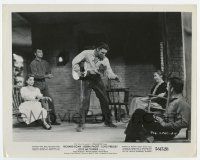 5d562 LOVE ME TENDER 8x10.25 still '56 great image of Elvis Presley performing on porch for family!