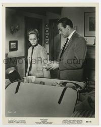 5d600 MARNIE 8x10 still '64 Tippi Hedren looks at cash Sean Connery is holding, Alfred Hitchcock!