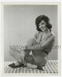 5d667 NATALIE WOOD 8.25x10 still '60s great c/u in gingham outfit over cool pattern background!