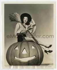 5d719 PEGGY RYAN 8.25x10 still '44 the pretty Universal comedienne as Halloween witch on pumpkin!