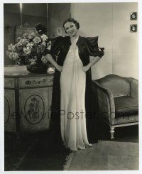 5d784 ROSITA MORENO 7.5x9.25 still '30s the sexy Spanish actress in brown satin evening robe!