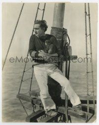 5d802 SEA BEAST 7.5x9.5 still '26 John Barrymore as Captain Ahab on ship's mast with monkey!