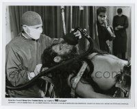 5d925 TROG 8x10.25 still '70 great close up of doctor giving anesthesia to prehistoric monster!