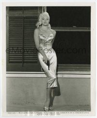 5d936 UNHOLY WIFE 8.25x10 still '57 full-length sexiest bad girl Diana Dors holding pistol!