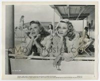 5d942 UP IN ARMS 8.25x10 still '44 Dinah Shore & Constance Dowling on ship think about their men!