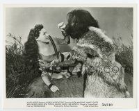 5d985 WORLD WITHOUT END 8x10.25 still '56 best c/u of sexy girl attacked by monster!