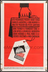 5f022 ADVISE & CONSENT 1sh '62 Otto Preminger, classic Saul Bass Washington Capitol artwork!