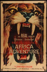 5f024 AFRICA ADVENTURE style A 1sh '54 this is the REAL Africa, huge close up art of big cat!