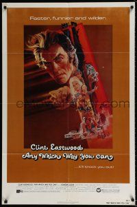 5f052 ANY WHICH WAY YOU CAN 1sh '80 cool artwork of Clint Eastwood by Bob Peak!