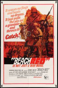 5f089 BEACH RED 1sh '67 Cornel Wilde, Rip Torn, cool art of World War II soldiers!