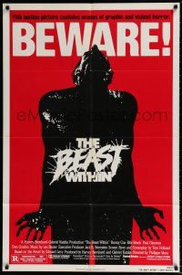 5f091 BEAST WITHIN revised 1sh '82 BEWARE! This motion picture contains graphic and violent horror!
