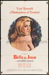 5f099 BELLE DE JOUR 1sh '68 Luis Bunuel, close up of sexy Catherine Deneuve!