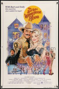 5f102 BEST LITTLE WHOREHOUSE IN TEXAS 1sh '82 close-up of Burt Reynolds & Dolly Parton!